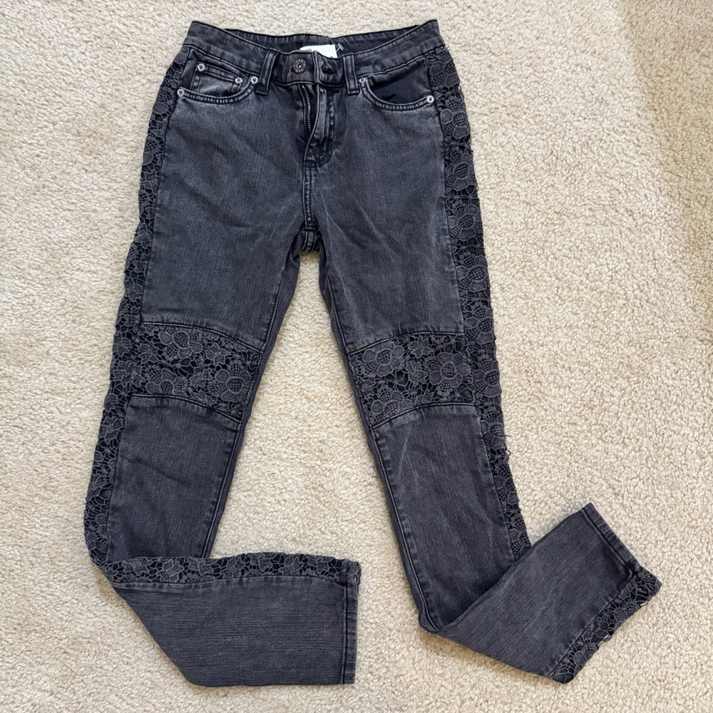 CARMAR LF Floral Lace Stretch Denim Jeans – Moto Lace, Size 25 (NWT)